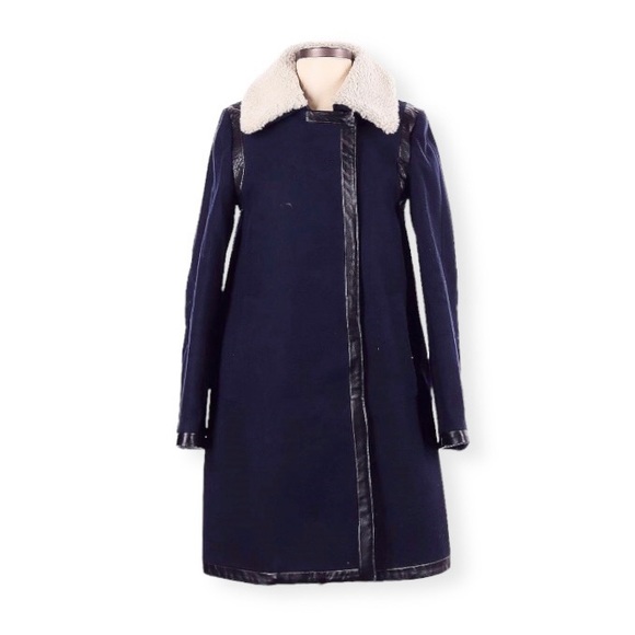 J.Crew Collection Melton Wool Coat with Removable Shearling Collar